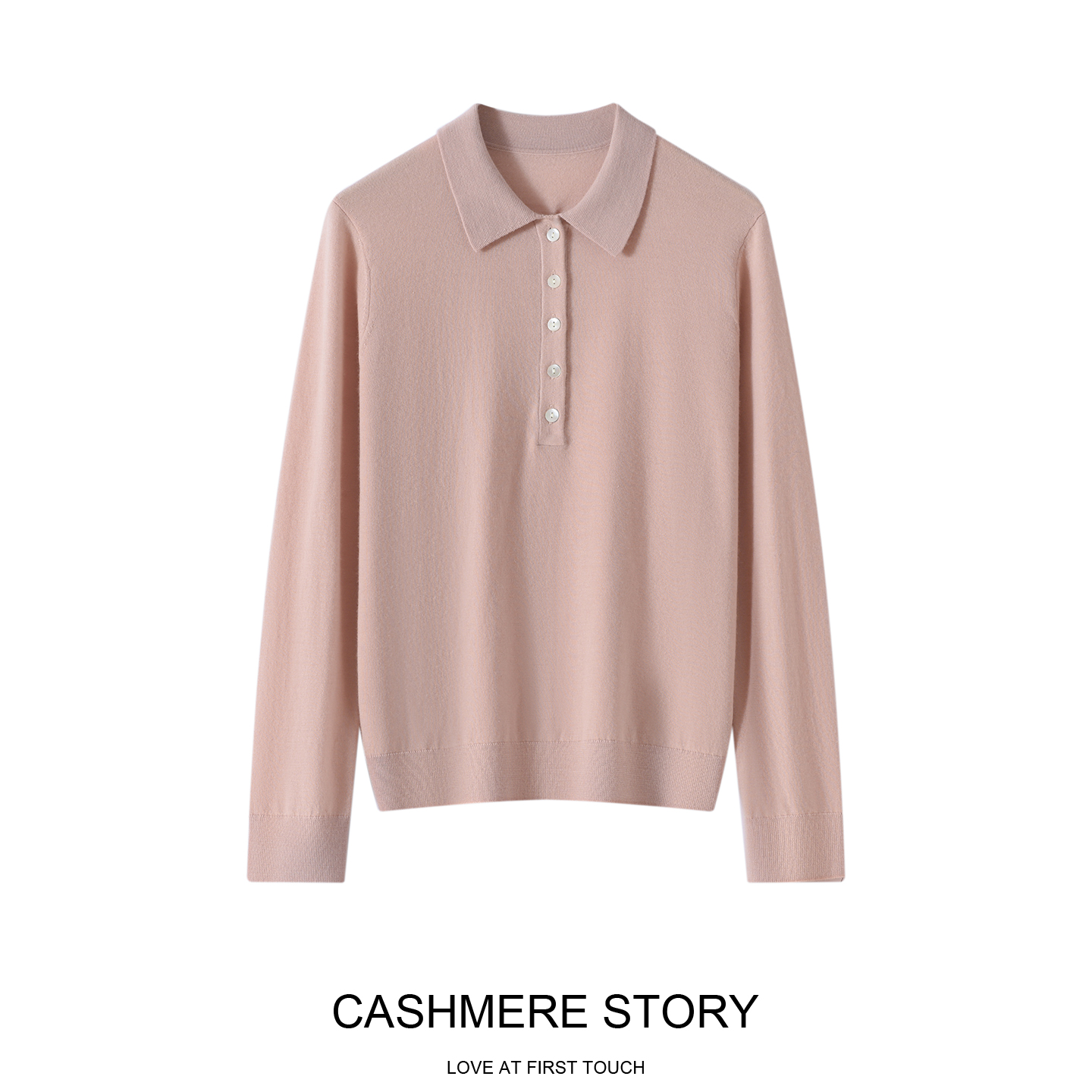 （精纺 羊绒） 68支3股  polo长袖 羊绒衫 针织打底 100 羊绒