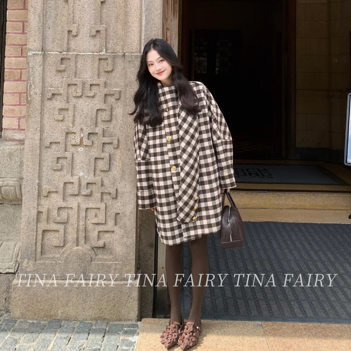 tina fairy/“格兰德”咖格子大衣