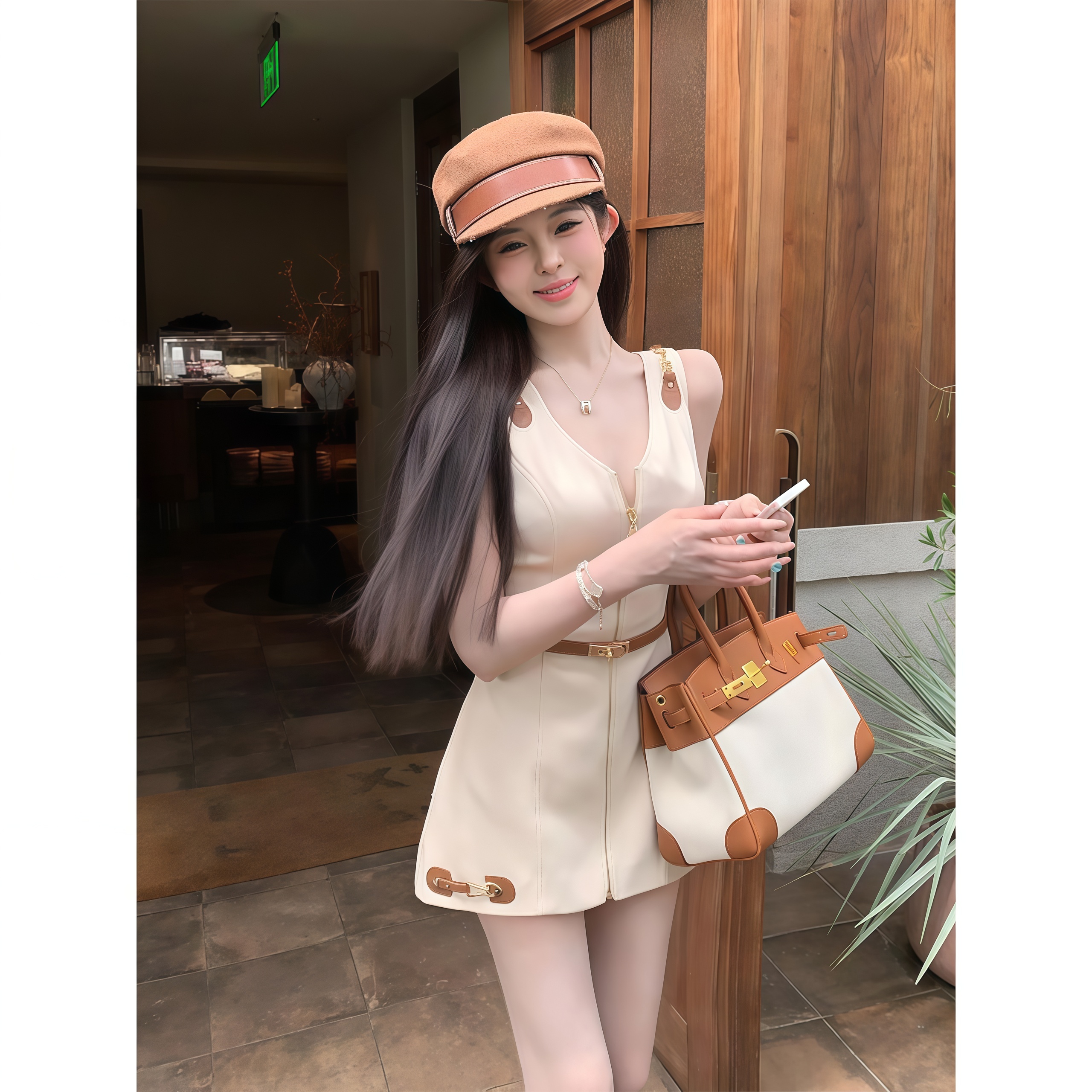 法式小香风温柔性感拉链V领背心连衣裙女夏季新款收腰显瘦短裙子