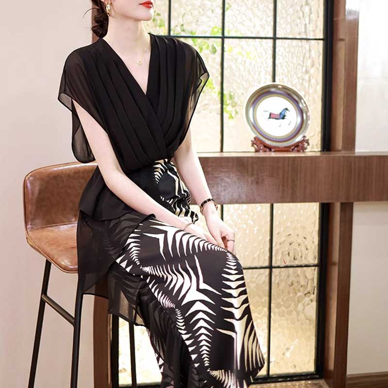 【有里布】2025新款奢华大牌高端设计感不规则气质连衣裙女D0813