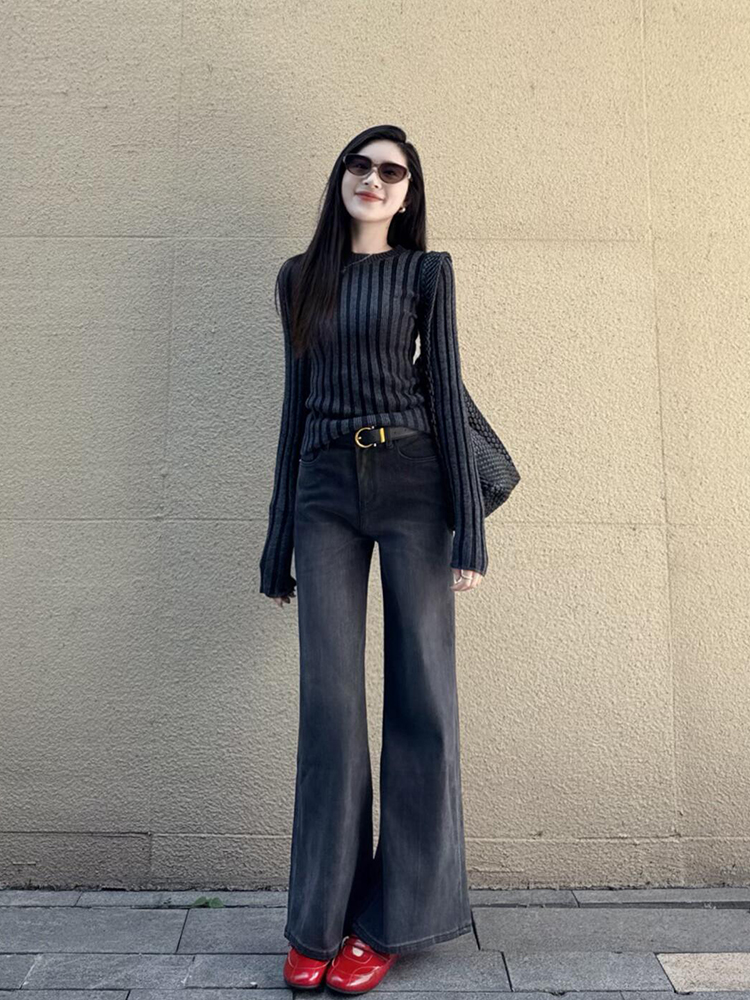早秋季针织衫上衣韩风chic一整套女设计感酷飒拽姐阔腿裤两件套装
