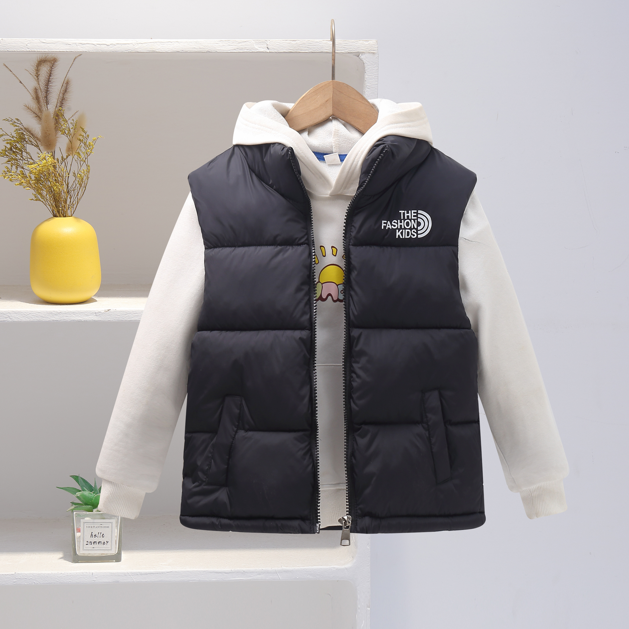 【北北】冬季儿童棉马甲黑金马甲秋冬外穿马夹男女童洋气中大童外套