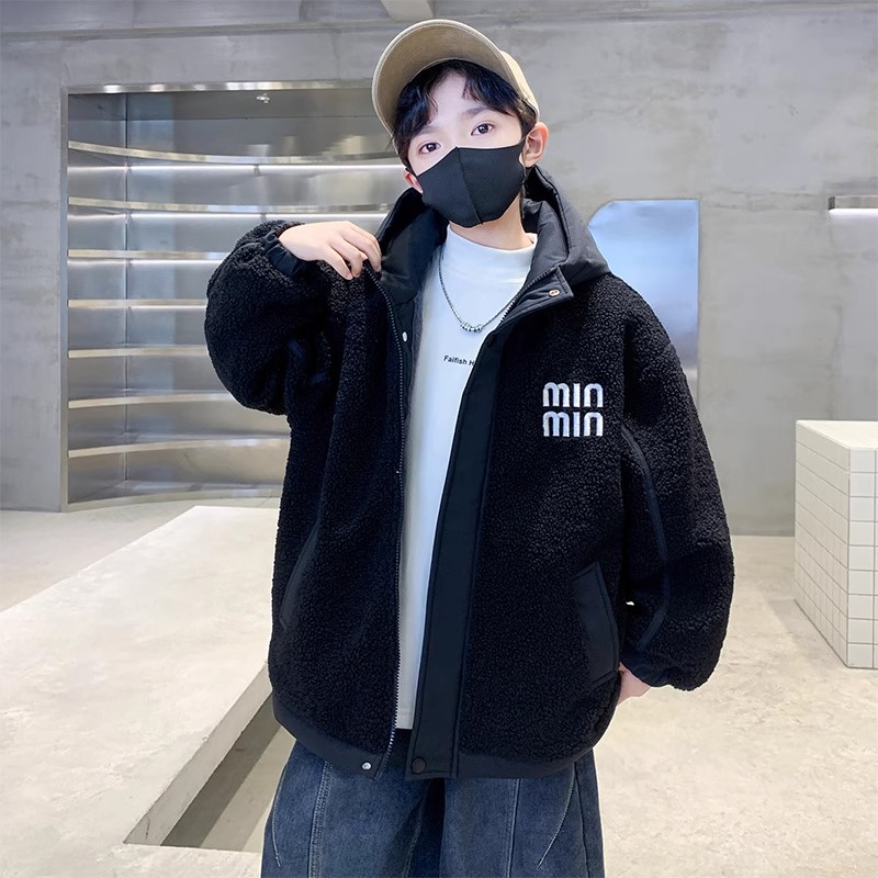 儿童装男童冬装加绒外套2025新款中大童秋冬款加厚冬季男孩毛毛衣