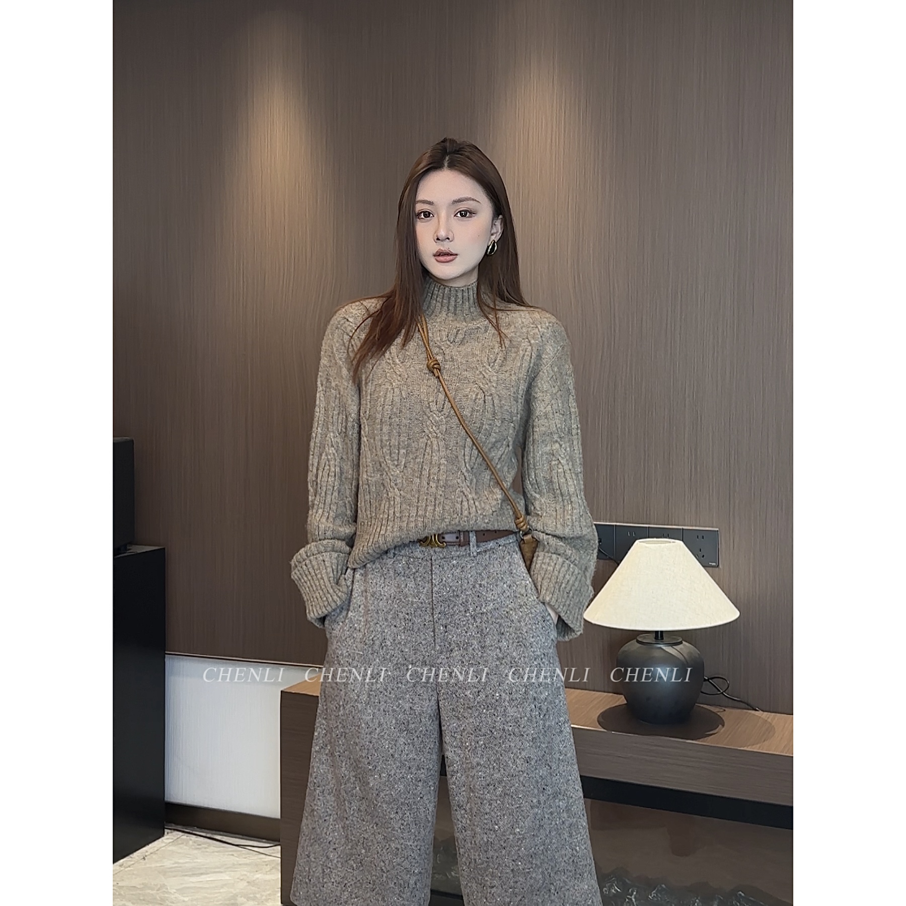 毛衣短款长款落肩袖针织毛针织衫宽松纯色百搭慵懒风