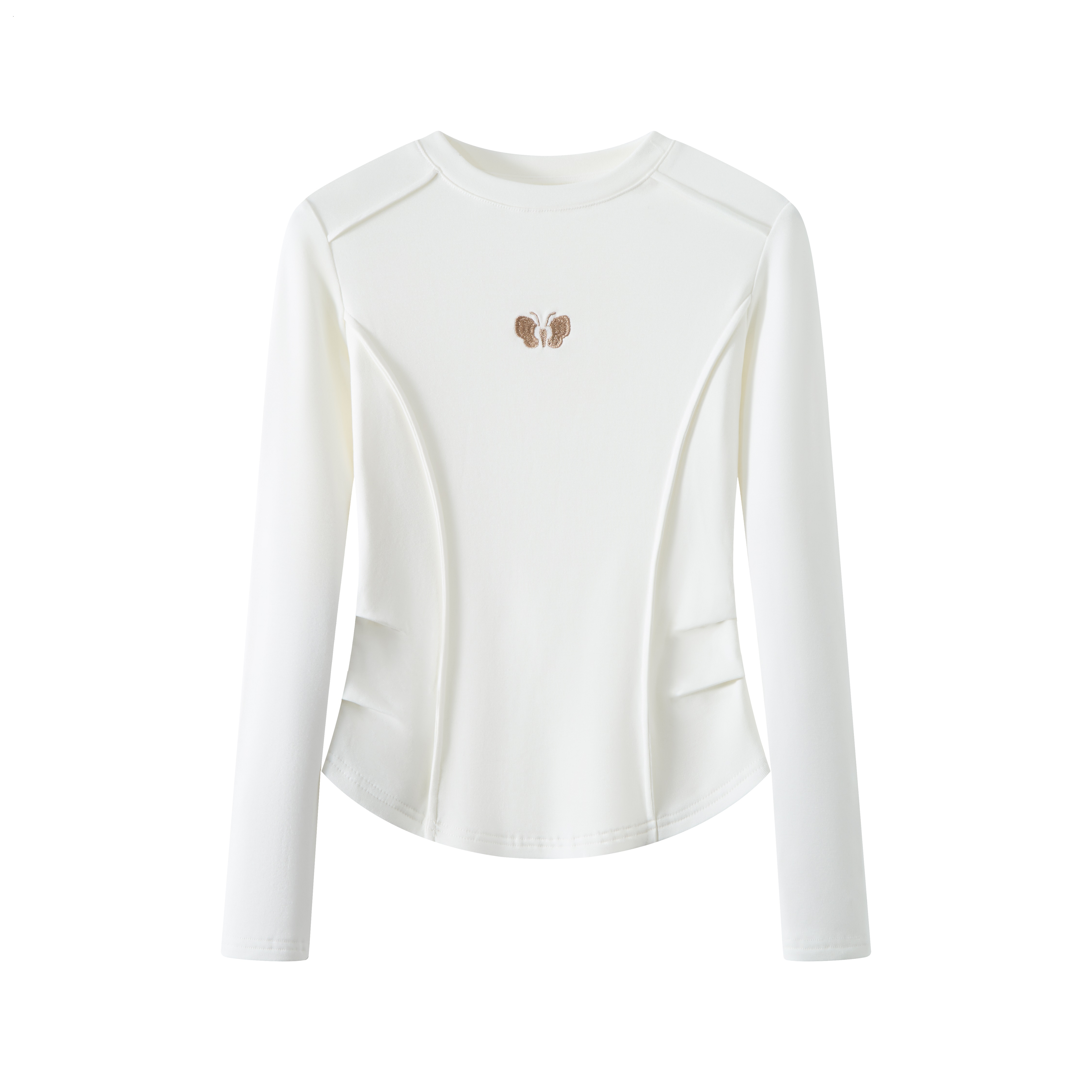 【品牌】24116-1圆领显瘦百搭舒适休闲蝴蝶收腰打底秋冬长袖上衣