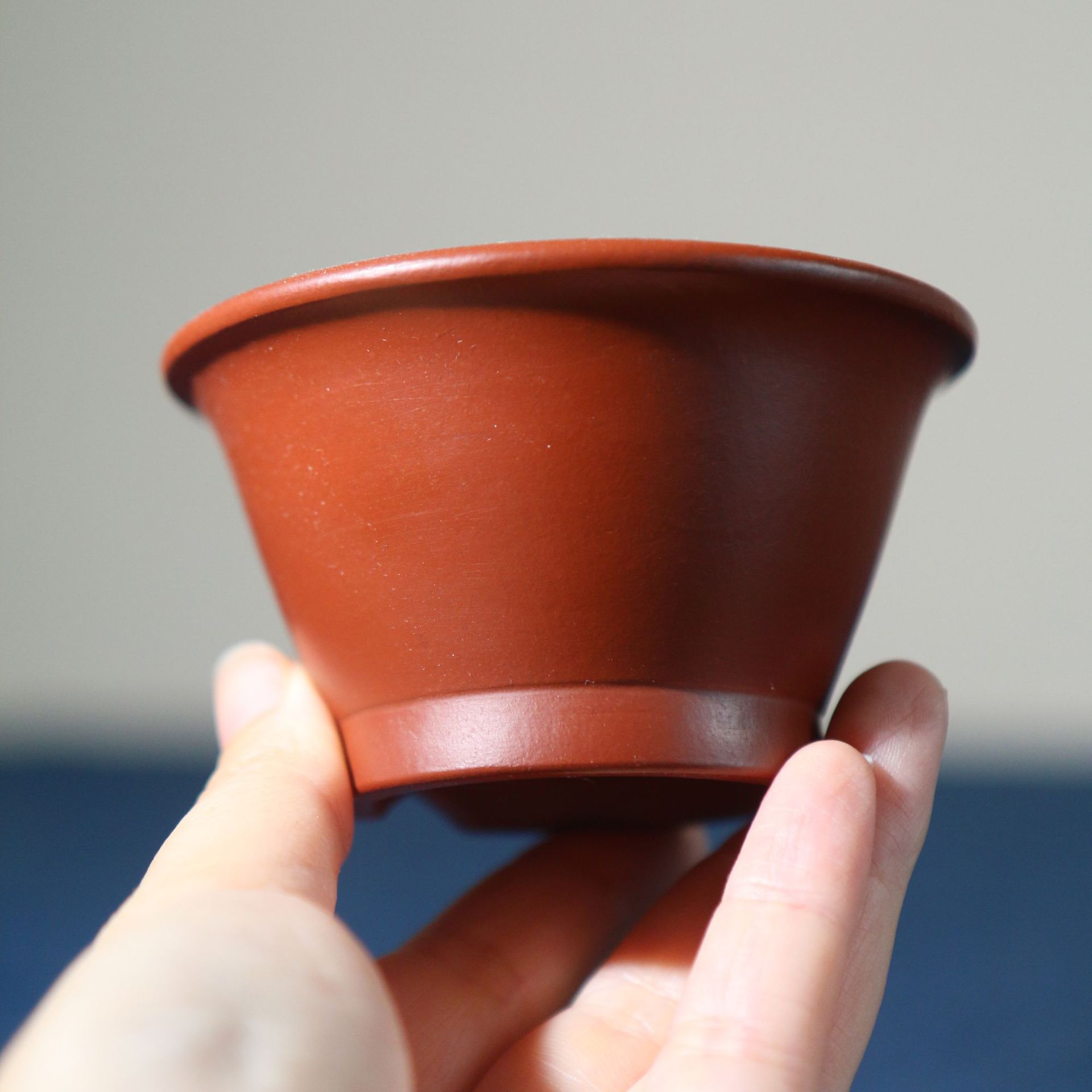 紫砂花盆微型朱泥斗笠孙伟精品手工盆微盆名家盆中国风古典小盆