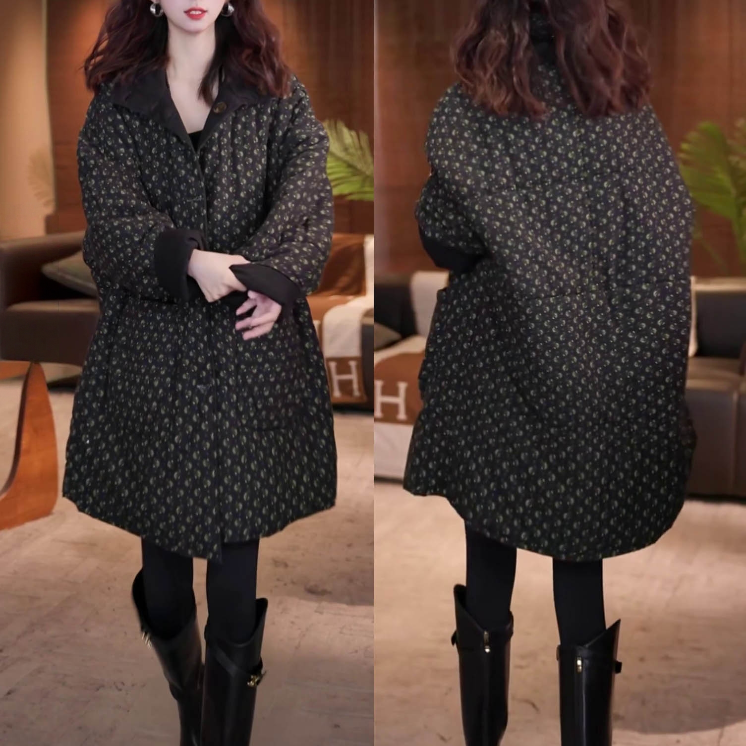 时尚气质复古休闲棉服外套2025冬季新款宽松显瘦双面穿立领棉衣女