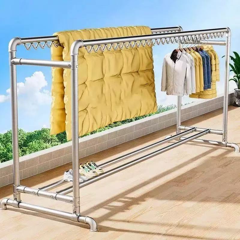 加粗晾衣架子落地式户外晒被子阳台晾衣杆衣架子家用挂衣架晒衣架