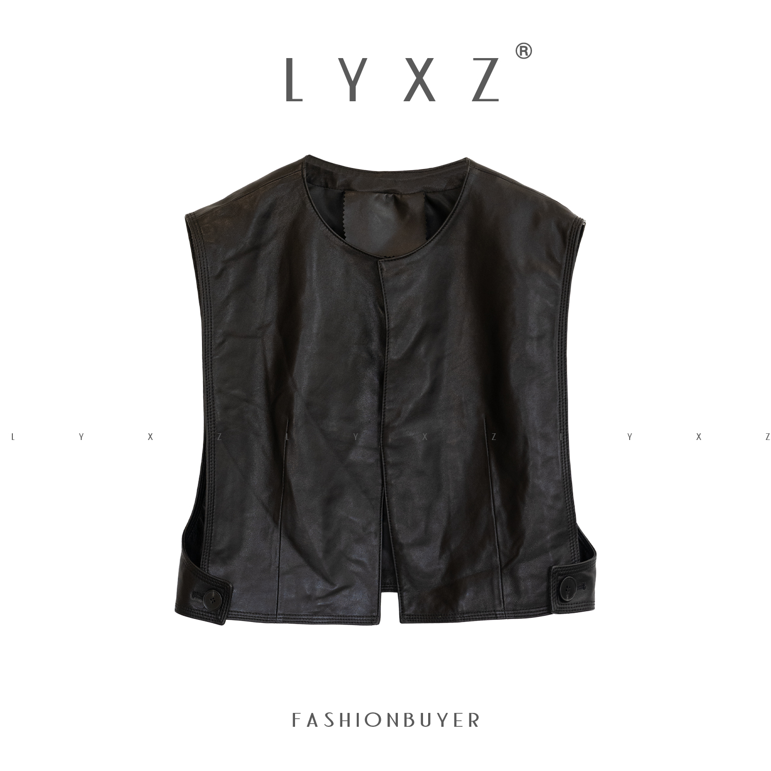 LYXZ x 大小与【高级主张】新款女装真皮马夹潮流高级感马甲80372