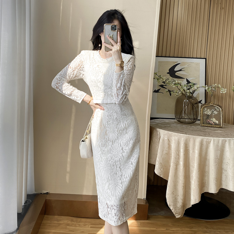 法式小众炸街高级感女装蕾丝裙秋季连衣裙气质修身长袖女包臀裙子
