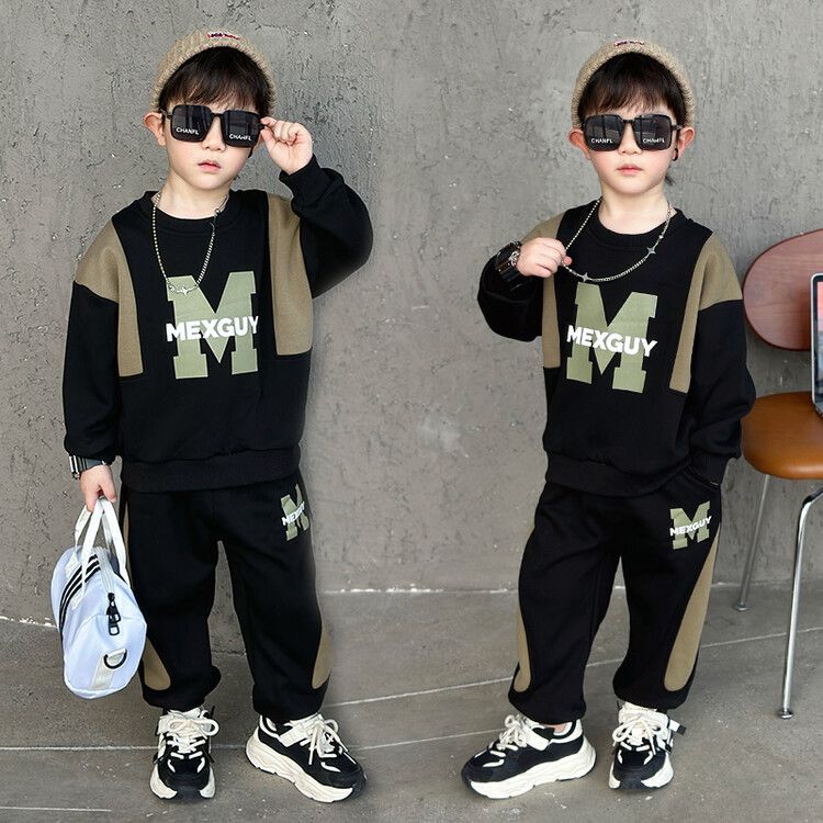男童春秋装套装2025新款儿童帅气男宝宝运动休闲秋季卫衣两件套