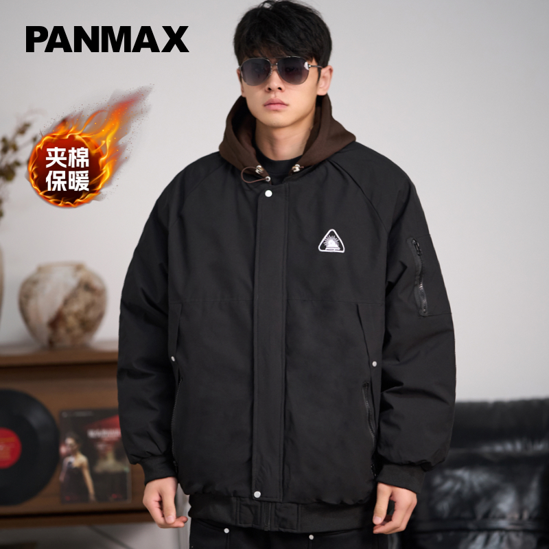 假两件MA-1飞行夹克连帽加厚保暖秋冬休闲运动棉服潮牌大码男士