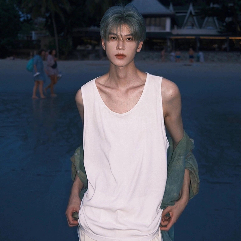 无袖t恤男款夏季宽松纯棉坎肩老头衫健身显肌肉潮牌美式篮球背心