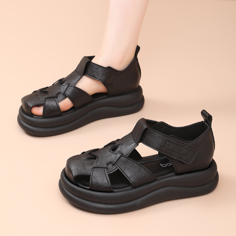 34小码包头舒适罗马凉鞋子厚底罗马鞋夏季透气女鞋平底凉鞋42大码