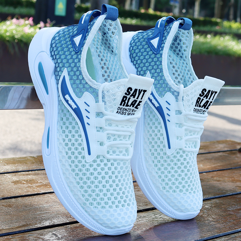 网眼男鞋防臭秋季薄款透气休闲运动鞋男士椰子网面鞋学生洞洞鞋