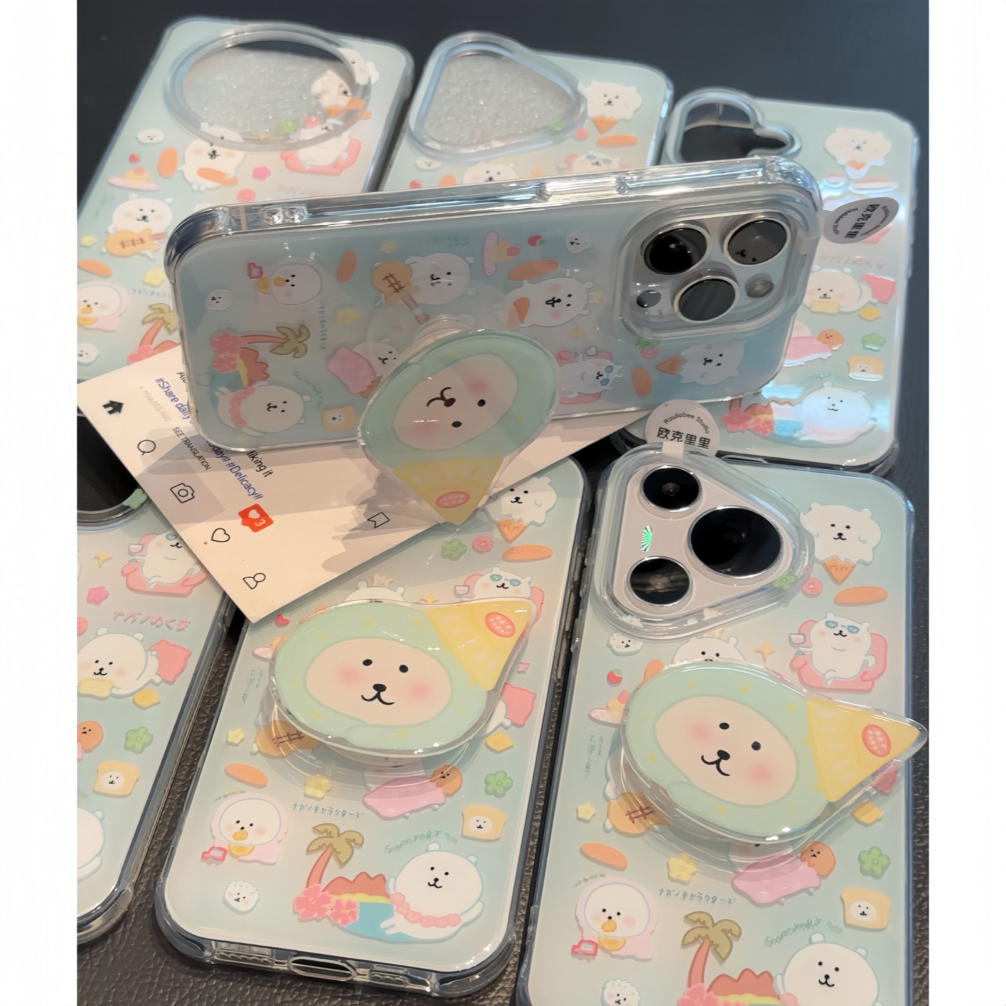 欧克里里冰淇淋自嘲熊支架适用苹果16手机壳华为P70vivo小米oppo
