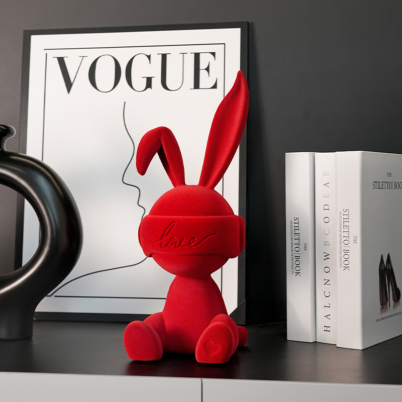 贝汉美兔子坐姿摆件创意公仔客厅桌面入户玄关电视柜软装饰品装饰