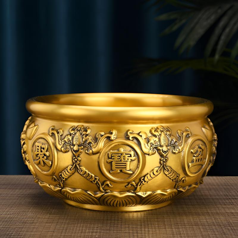 黄铜聚宝盆摆件家用客厅装饰品店铺开业办公室送朋友工艺品礼品