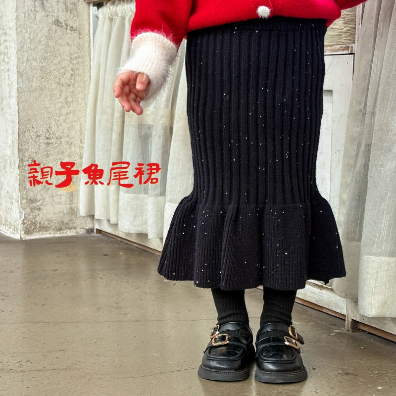 【鱼子酱】86307QZ闪闪针织半身裙中小童女童童装