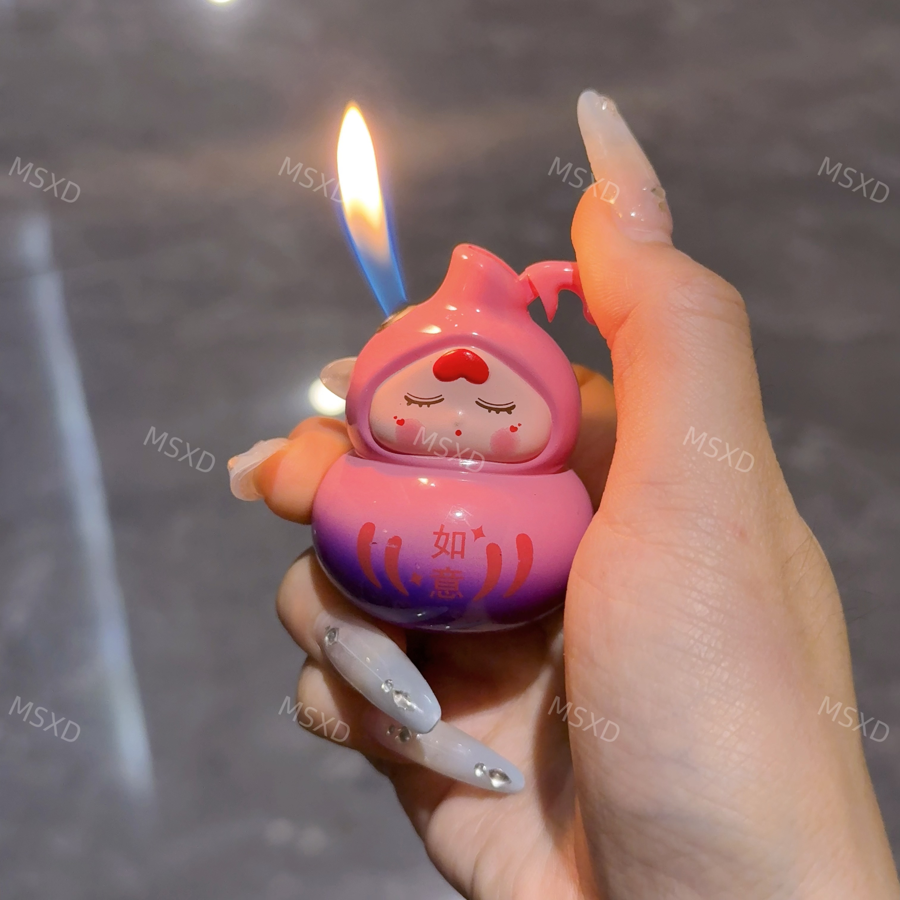 可爱小葫芦充气打火机小巧迷你明火适合少女心粉色宝葫芦卡通