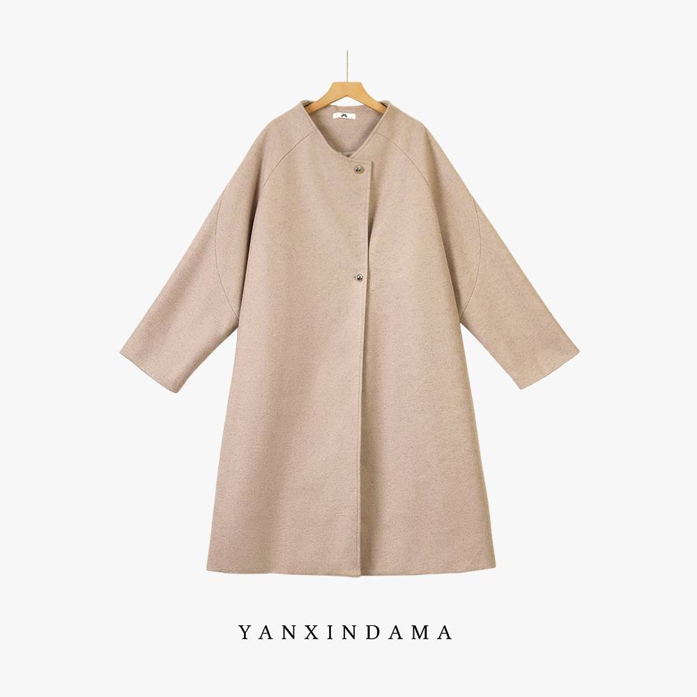 【岩心】大码女装300斤胖MM时尚高级感撞色拼接中长款外套10095