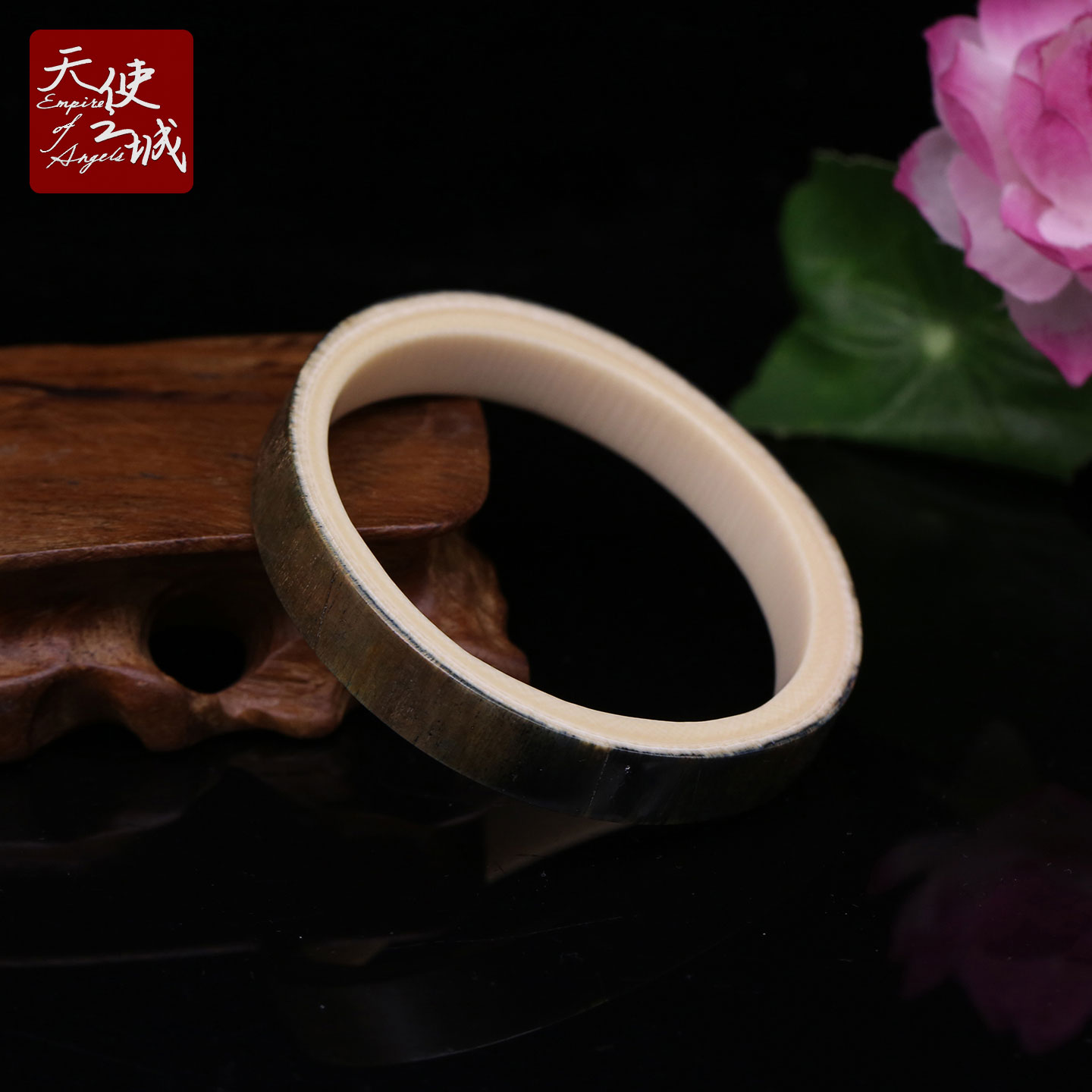 天然猛犸象牙蓝皮随形手镯手环