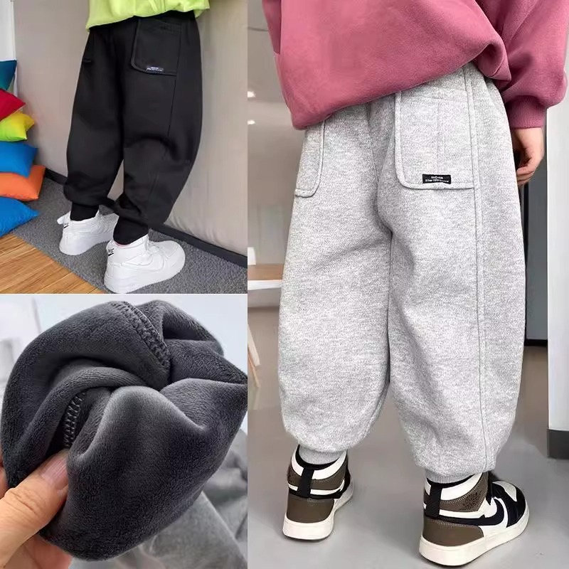 男童卫裤秋冬季加绒加厚儿童运动裤中小童休闲舒适宝宝洋气长裤子