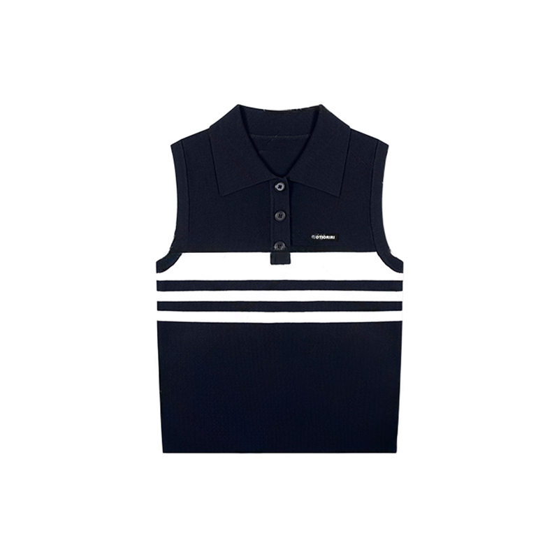 日系慵懒风Polo领针织背心女2025夏季新款气质显瘦软糯针织衫上衣