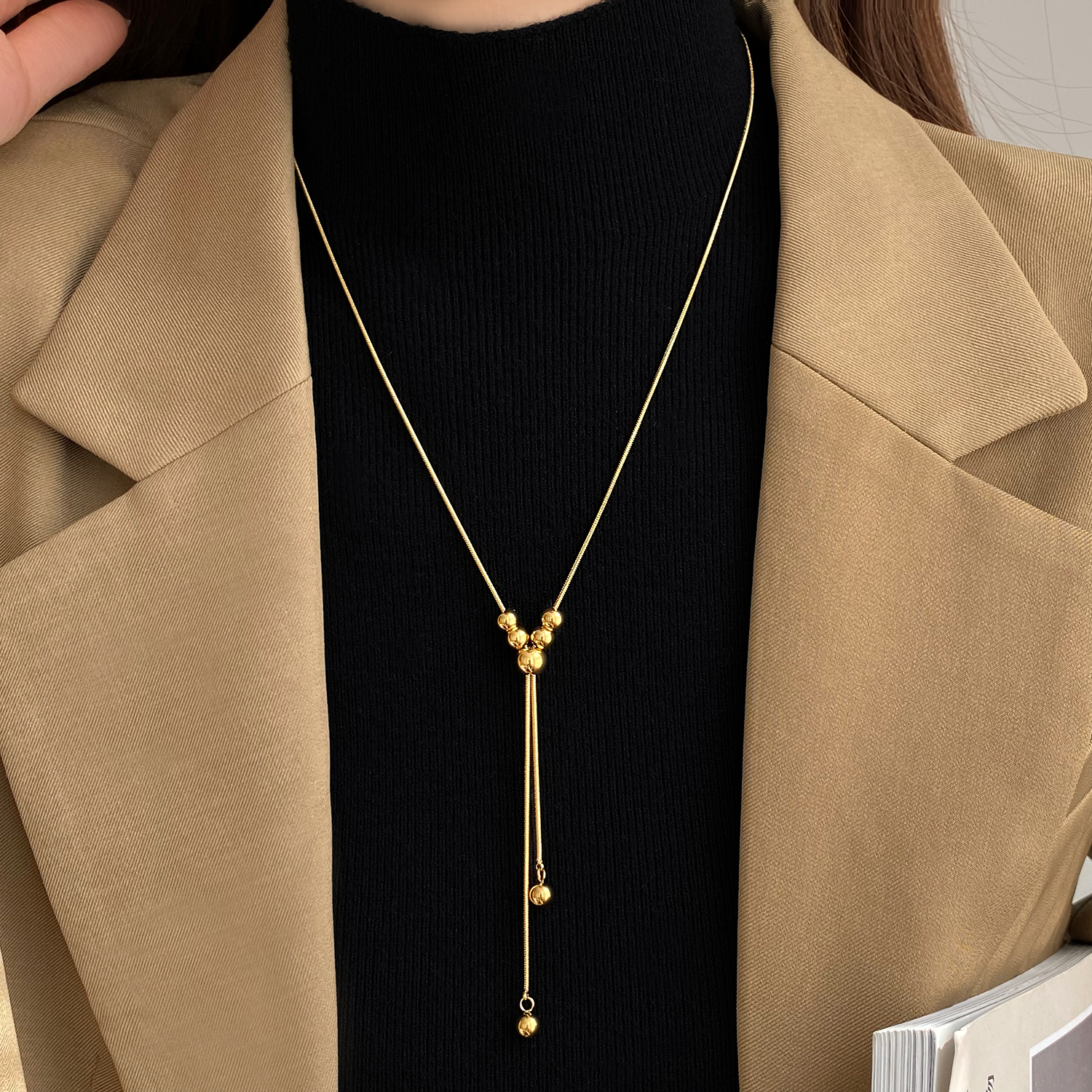 钛钢项链 钛钢项链女高级感轻奢小众设计感长款毛衣链秋冬配饰潮