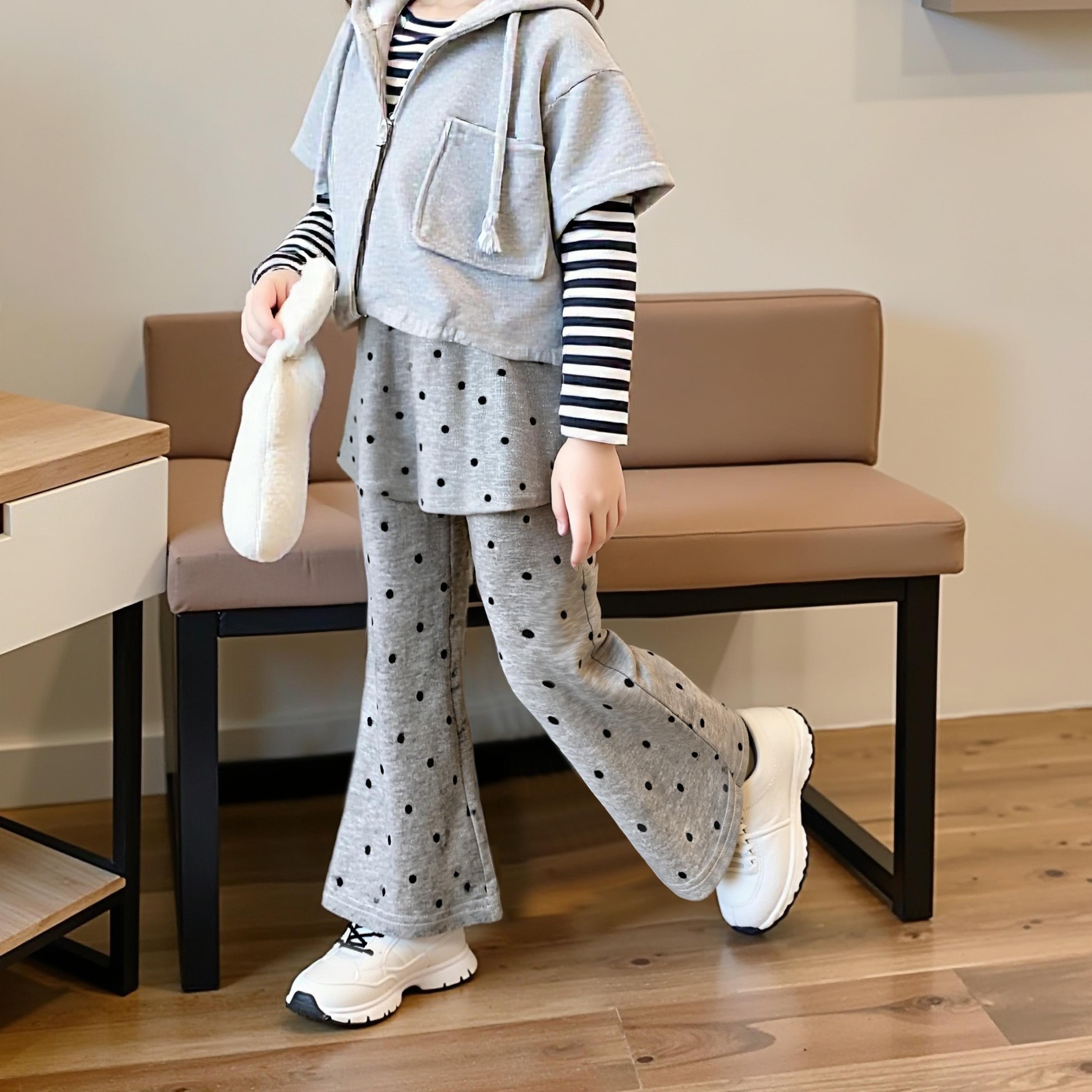 秋季新款女童屁帘假两件喇叭裤女宝韩版休闲百搭弹力裤中小童衣服