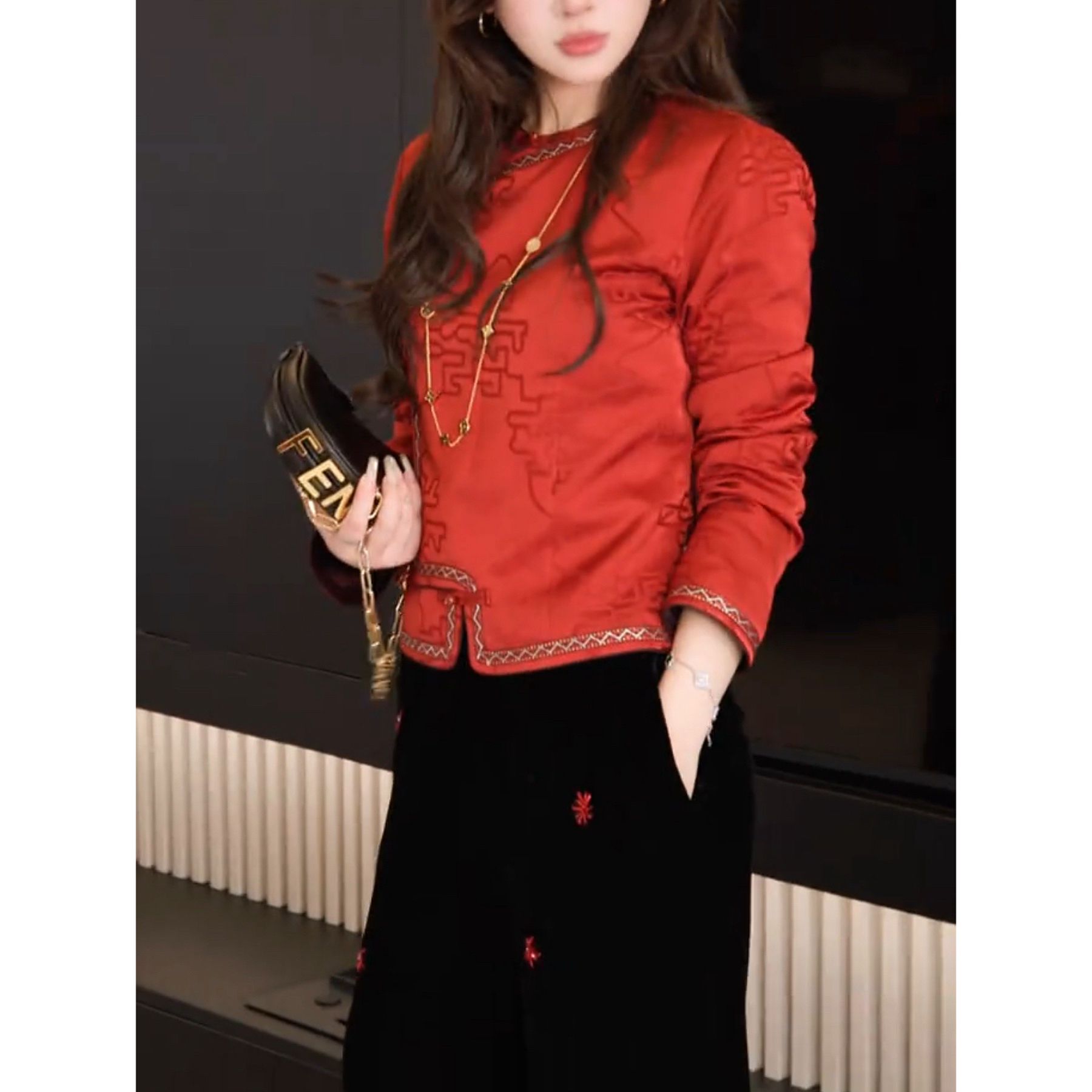 G. yatong/郭彤定制新中式斜襟长袖上衣衬衫打底高端DD1251