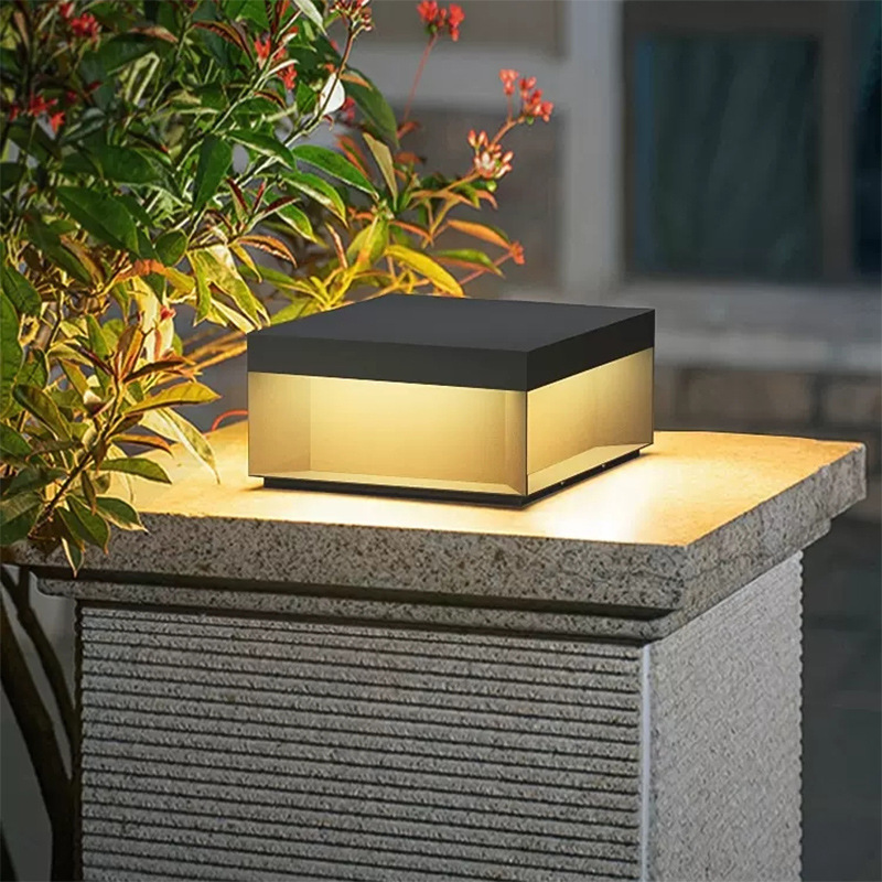 简约草坪灯方形柱头灯花园庭院入户门柱灯别墅围墙柱子灯别墅大门