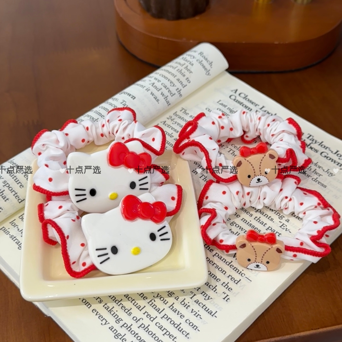 可爱波点色俏咪kt发绳小肠发圈皮筋少女韩系ins简约百搭甜美头饰