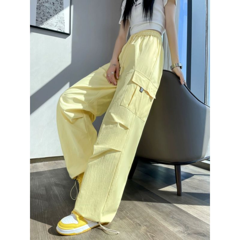 2025新款时尚高档美式工装裤女春秋季高腰宽松显瘦休闲阔腿运动裤