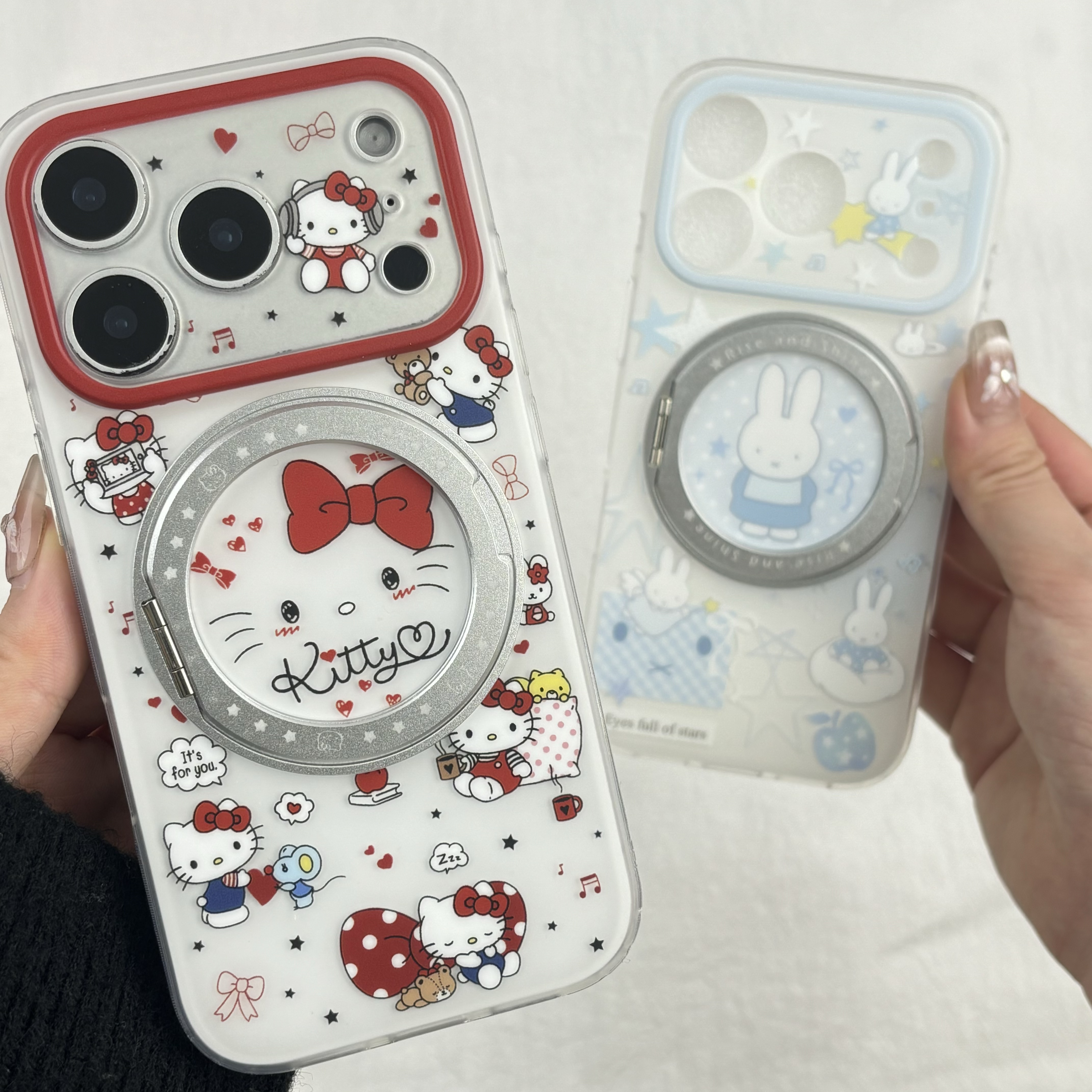 少女精孔米菲Kitty支点支架手机壳适用iPhone17promax16包相机键