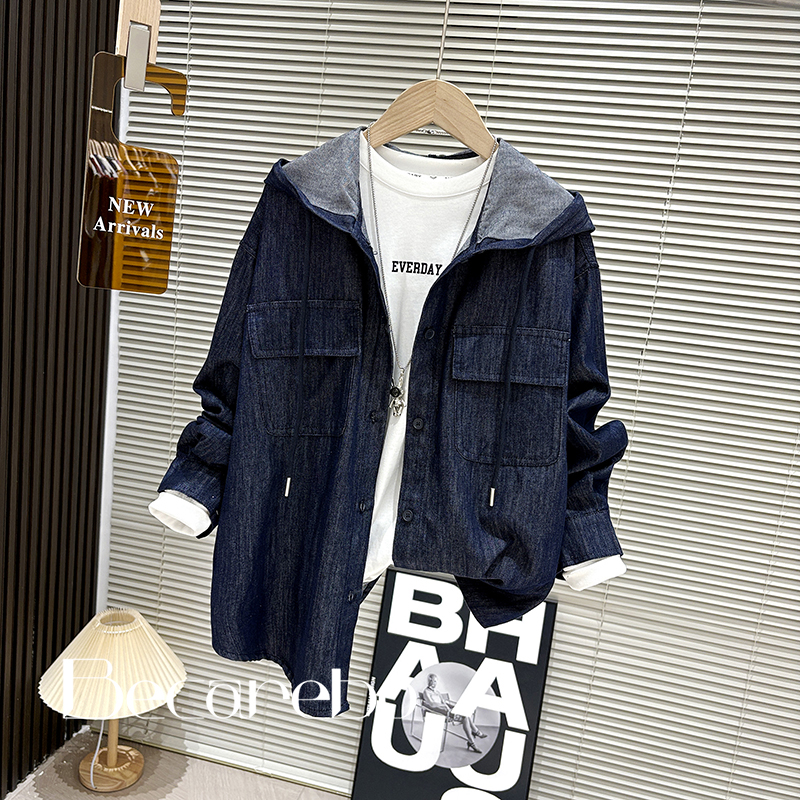 130-180【淏妈原创】青少年秋装男童牛仔外套中大童儿童春秋款男孩