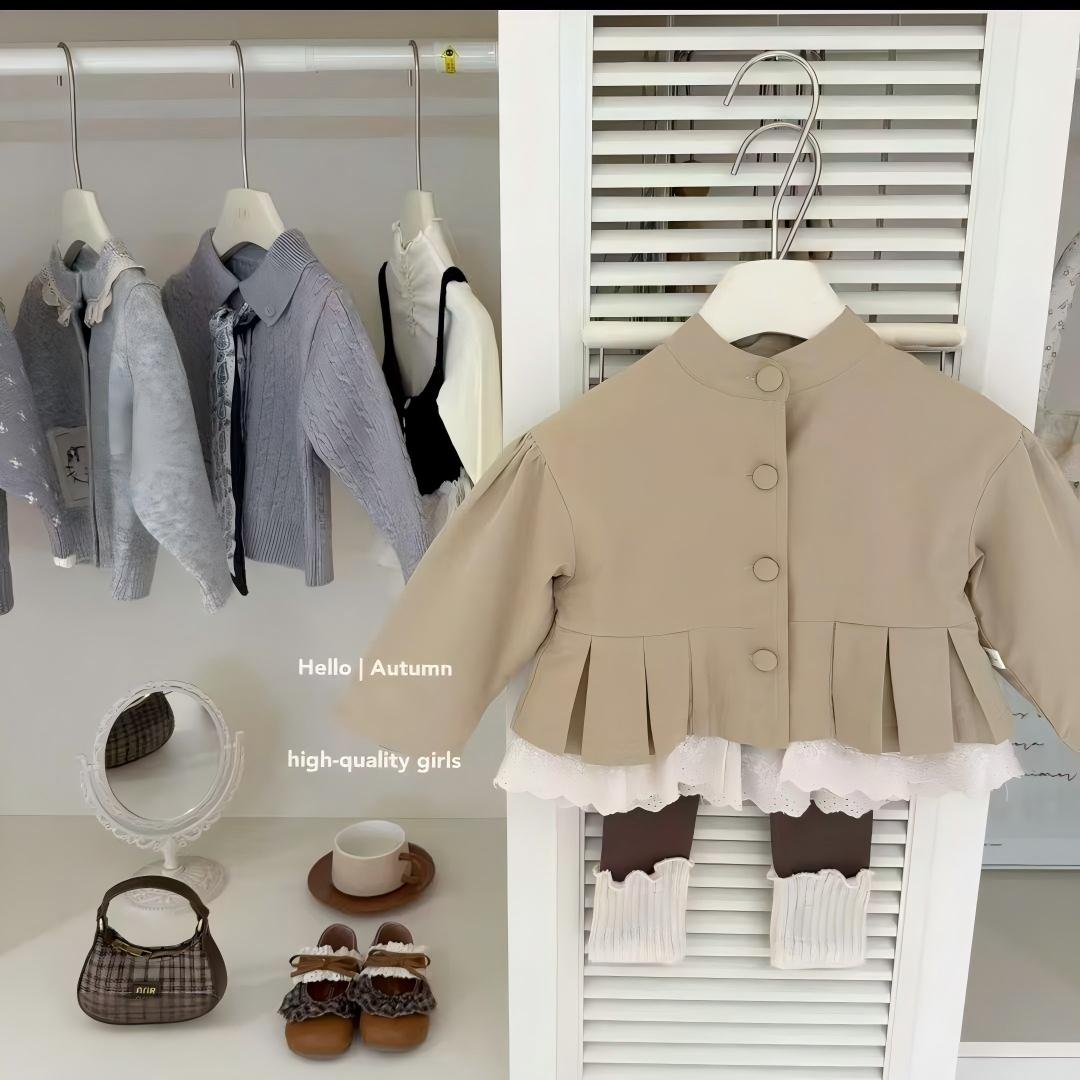 女童休闲风森系卡其色风衣外套咖啡色打底裤女宝宝宝宝早秋衣服