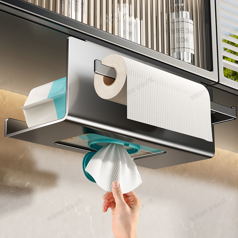 壁挂卷纸架免打孔卫生间纸巾盒厨房吸油纸巾挂浴室洗脸卷纸架