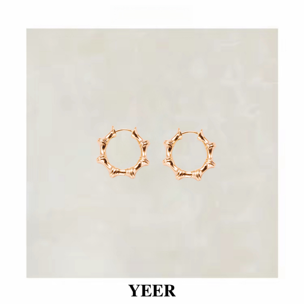 合金耳饰 YEER 小众精致时尚复古竹节八角耳圈 高级感百搭耳环