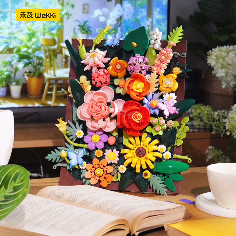 花予蔓影积木永生花装饰画创意拼装潮玩艺术摆件生日七夕礼物礼物