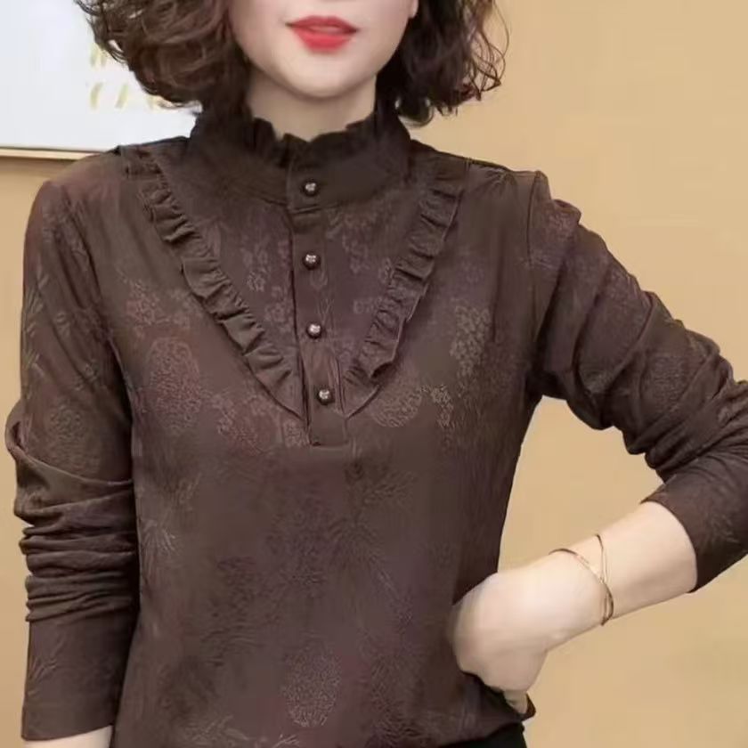 妈妈衣服保暖长袖t恤衫上衣秋冬中老年妇女女装时尚宽松开衫气质