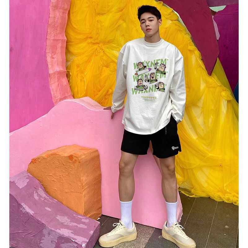 特大码300斤美式高街长袖T恤男装新款2025打底衫宽松重磅百搭上衣