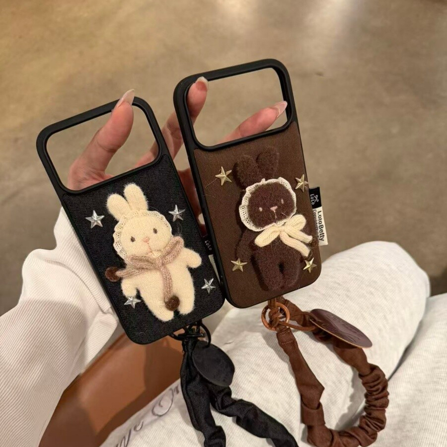 秋冬鼓包皮质立星星小兔适用于苹果17ProMax手机壳保护套16pro/15