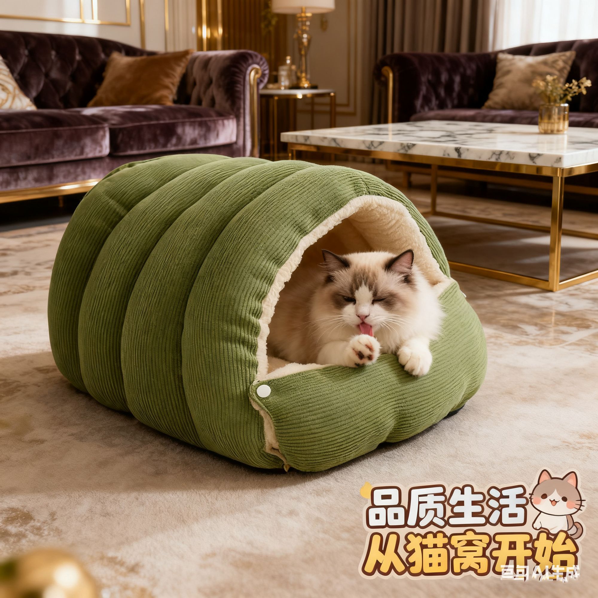 猫窝秋冬新款可拆洗封闭式猫垫安全感冬季保暖宠物睡窝睡袋猫狗L