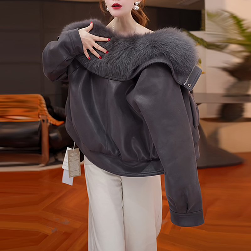 大毛领工装设计感棉服女2025新款冬季设计感加厚保暖长袖外套棉衣