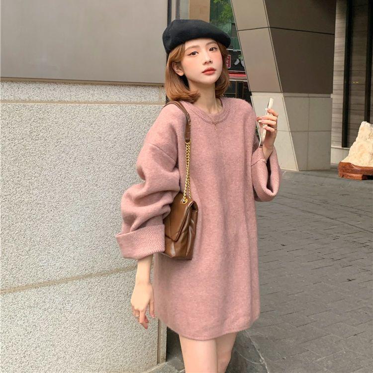 法式高级感气质软糯中长款毛衣女2023秋冬慵懒洋气宽松显瘦上衣潮