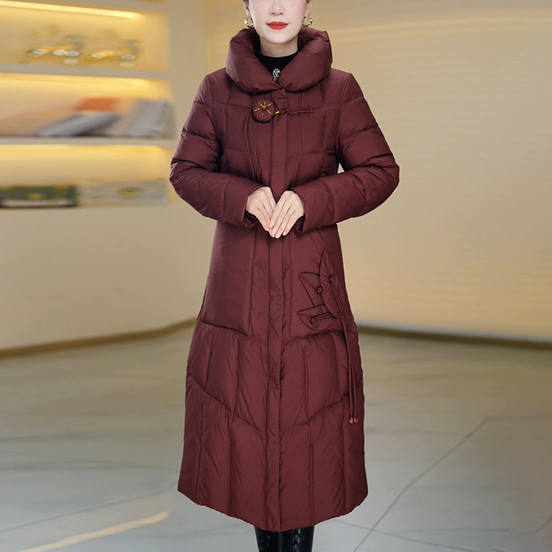 高端长款棉服女过膝2025冬季新款中国风加厚保暖修身显瘦棉袄外套