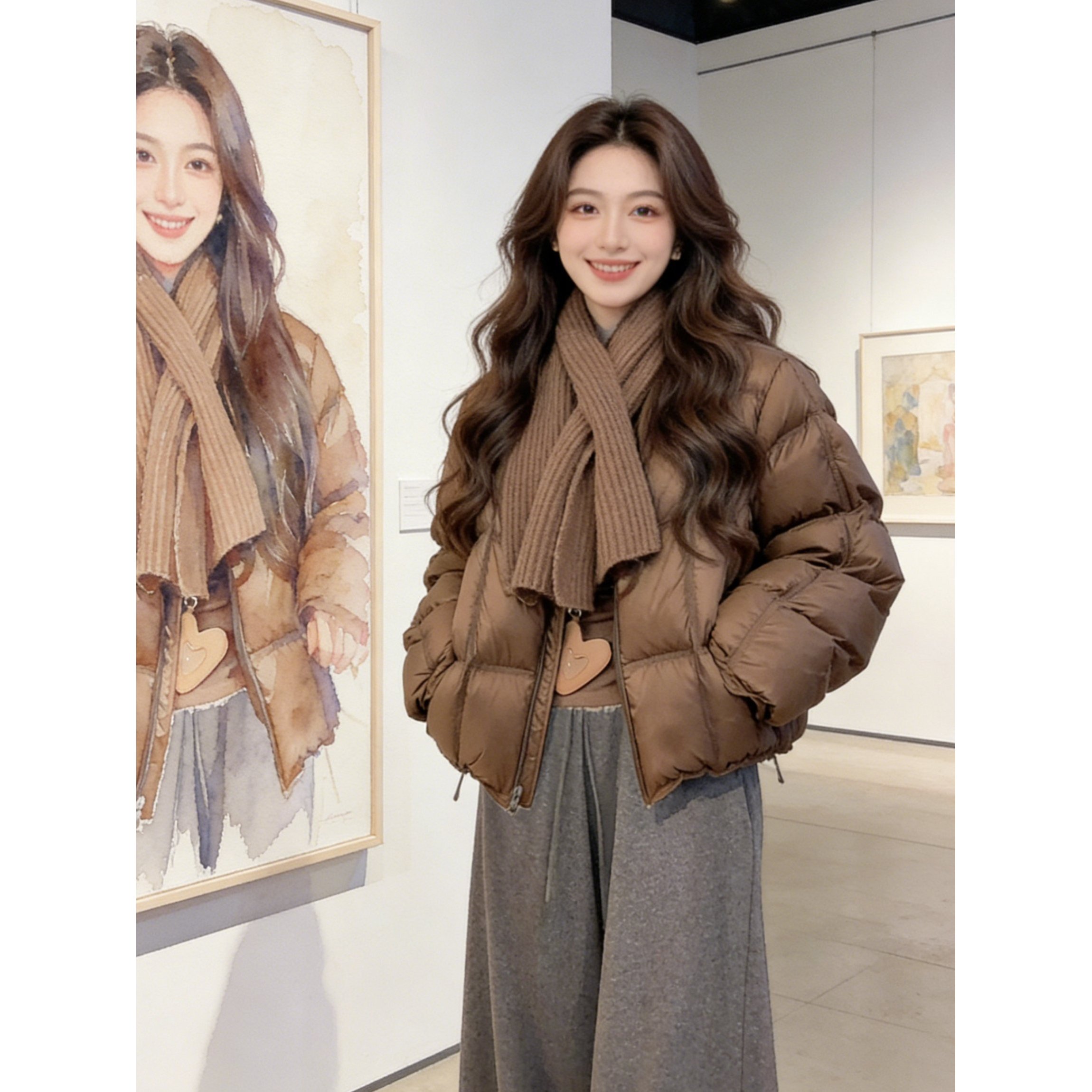 SHALLDOER 【琥珀琉璃】炸街加厚面包服棉服女秋冬季宽松棉衣送围巾