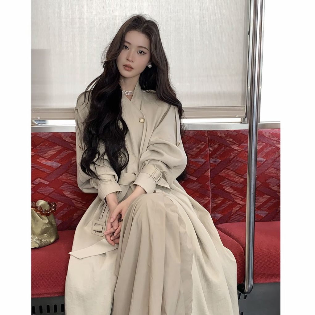 【小老虎专属】巨好看风衣女2025新款中长款外套高个子亚麻大衣早秋