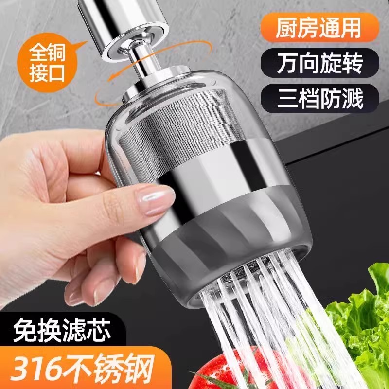 JIUMOW水龙头过滤器头嘴家用自来水净化器厨房面盆延伸防溅水神器